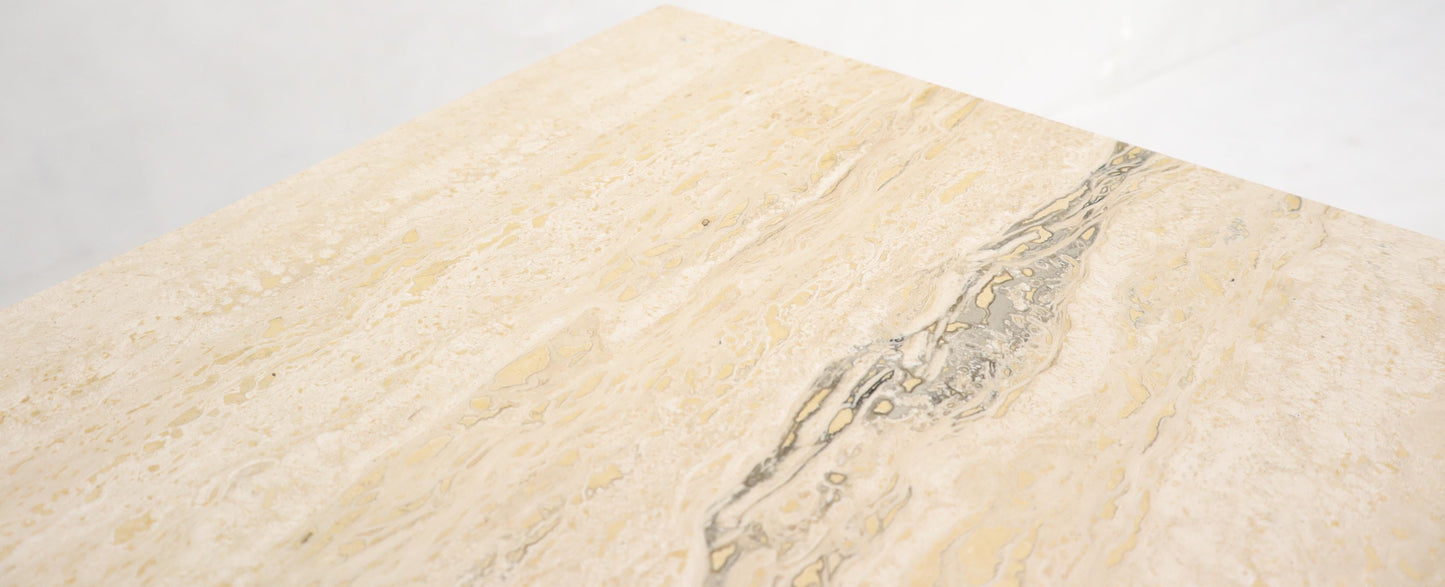 EstablishedLines Square Italian Mid-Century Modern Travertine Side Table
