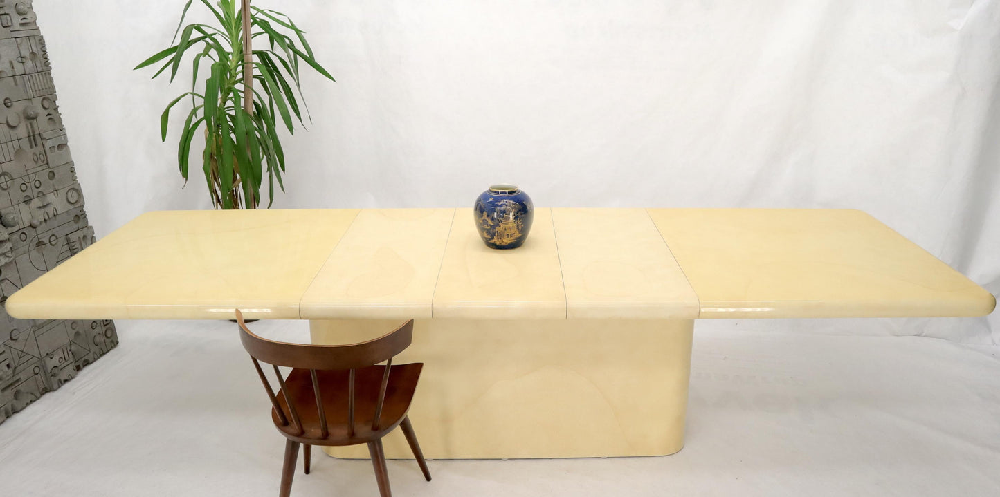 EstablishedLines Expandable Extra Long Faux Lacquered Goat Skin Dining Conference Table