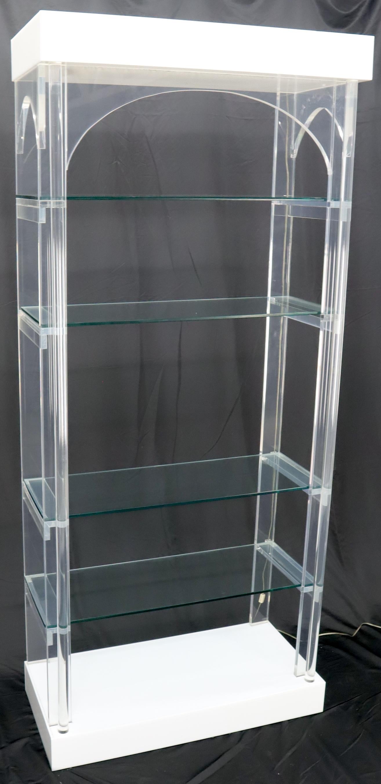 EstablishedLines Arc Top Lighted Lucite Étagère Vitrine