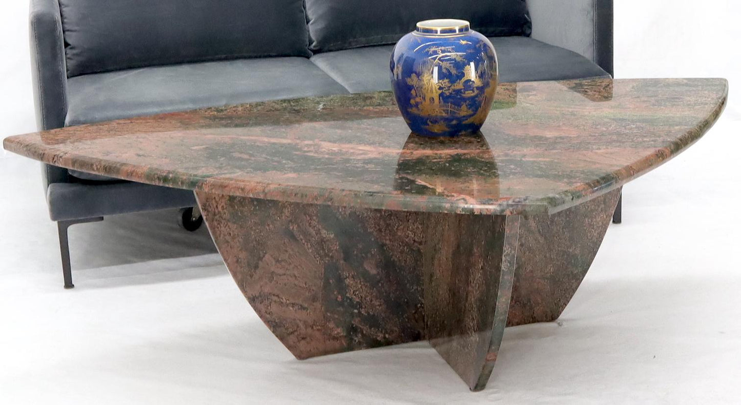 EstablishedLines Rounded Triangle Shape Large Solid Marble Coffee Table
