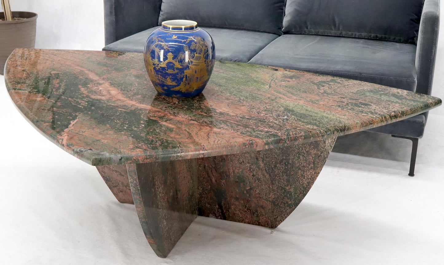 EstablishedLines Rounded Triangle Shape Large Solid Marble Coffee Table