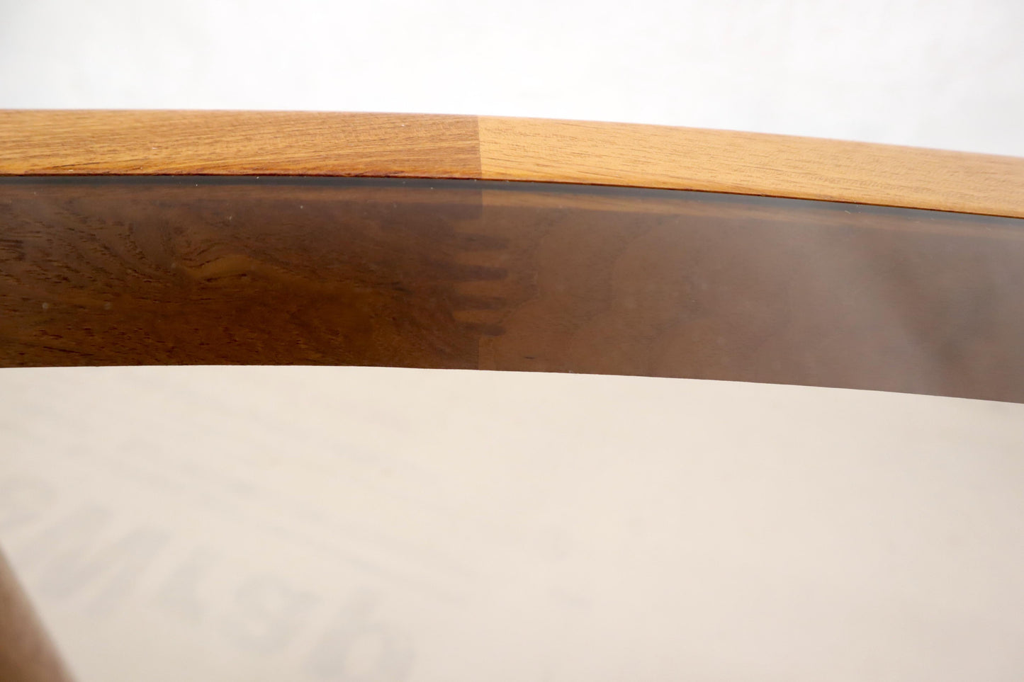 EstablishedLines Danish Mid-Century Modern Oval Coffee Table with Smoked Glass Top