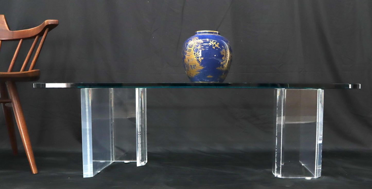 EstablishedLines Lucite Base Glass Top Compact Rectangular Coffee Table