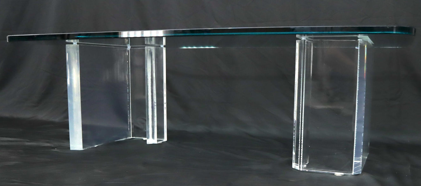 EstablishedLines Lucite Base Glass Top Compact Rectangular Coffee Table