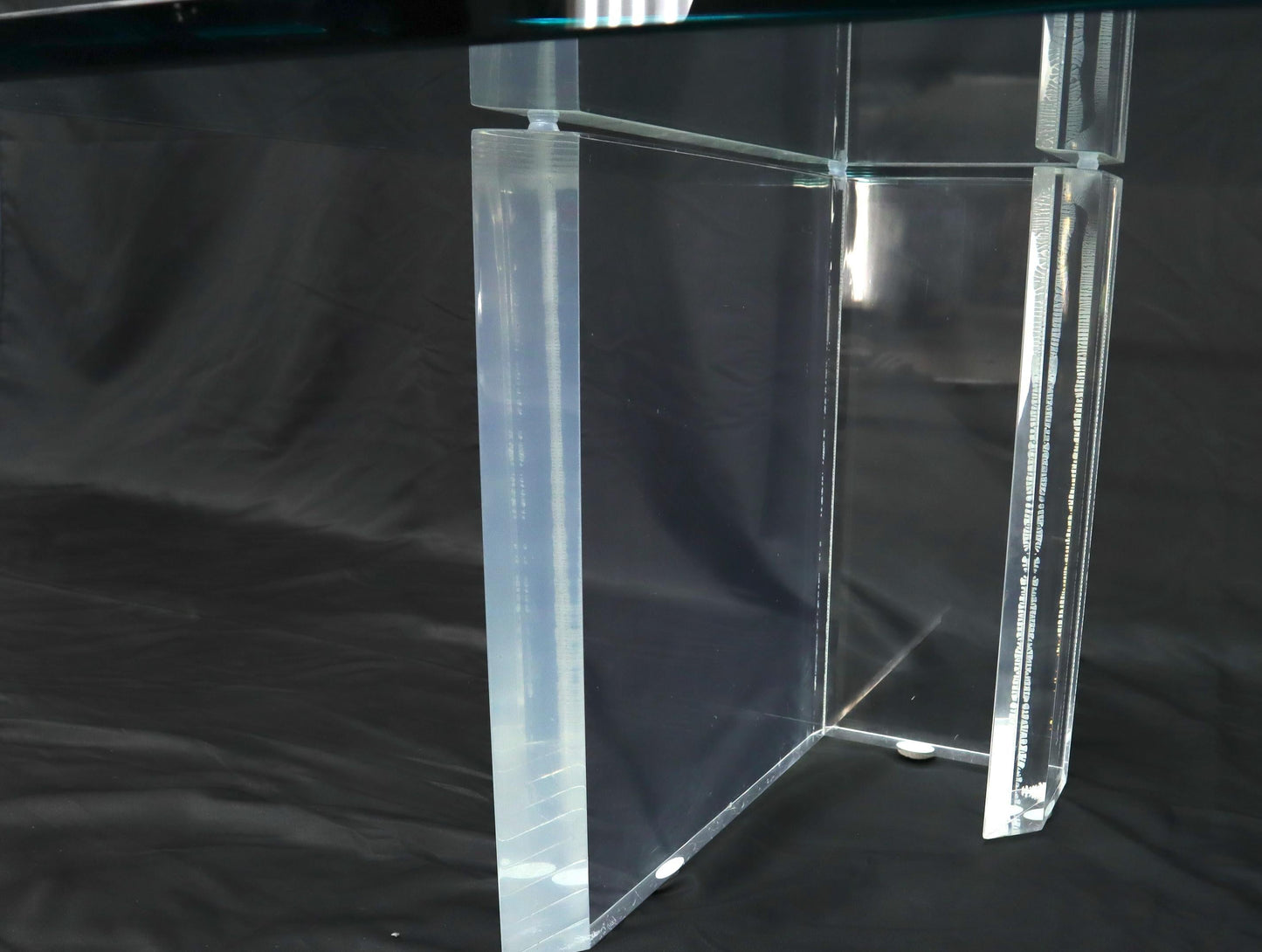 EstablishedLines Lucite Base Glass Top Compact Rectangular Coffee Table