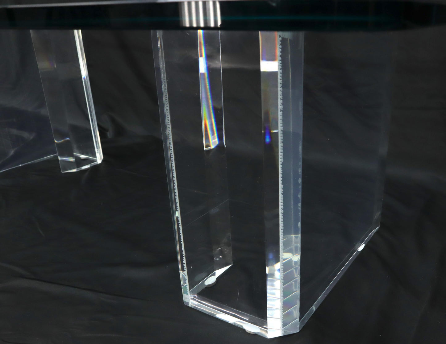 EstablishedLines Lucite Base Glass Top Compact Rectangular Coffee Table