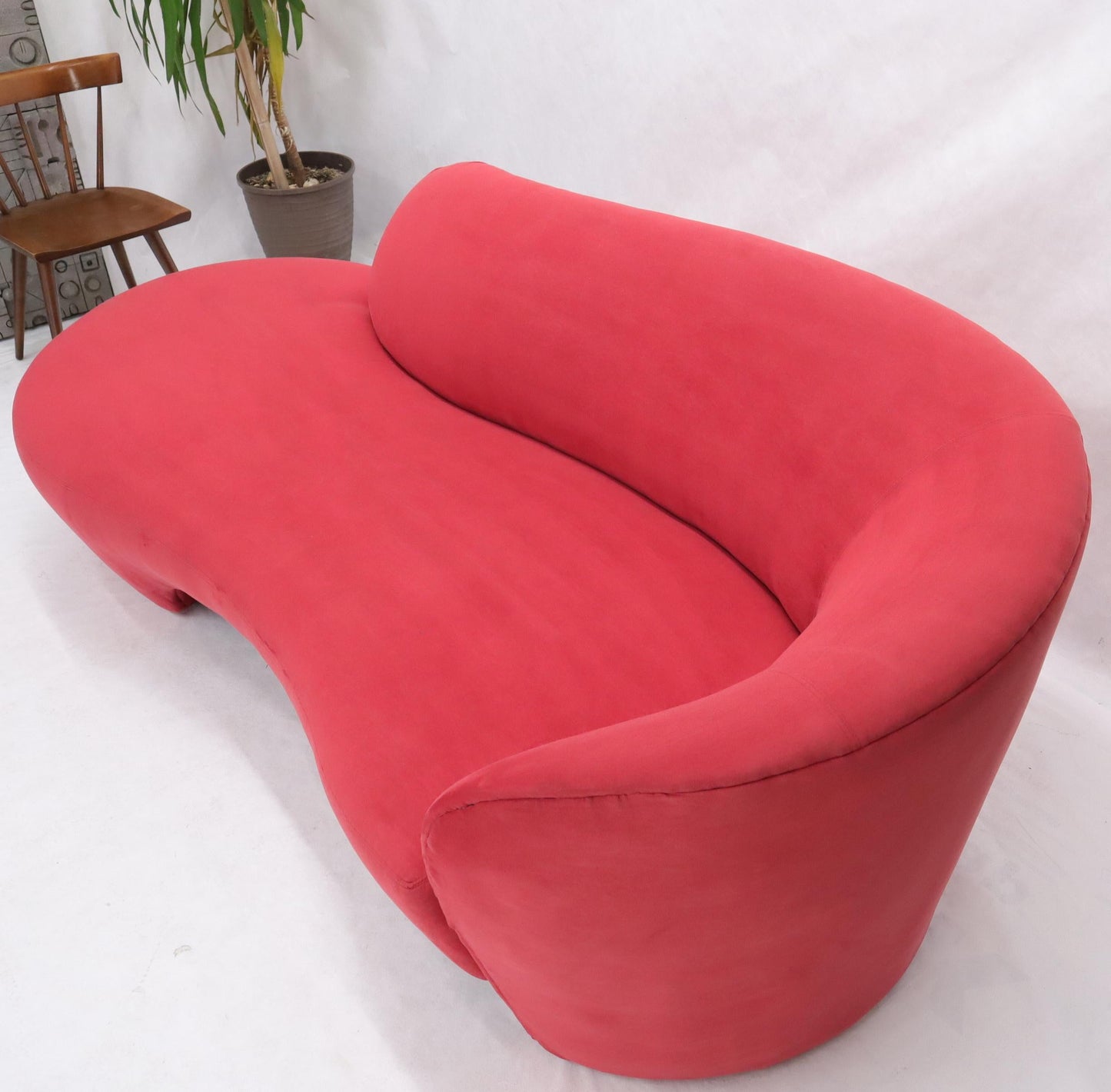 EstablishedLines Red Suede Weiman Preview Chaise Lounge Cloud Sofa