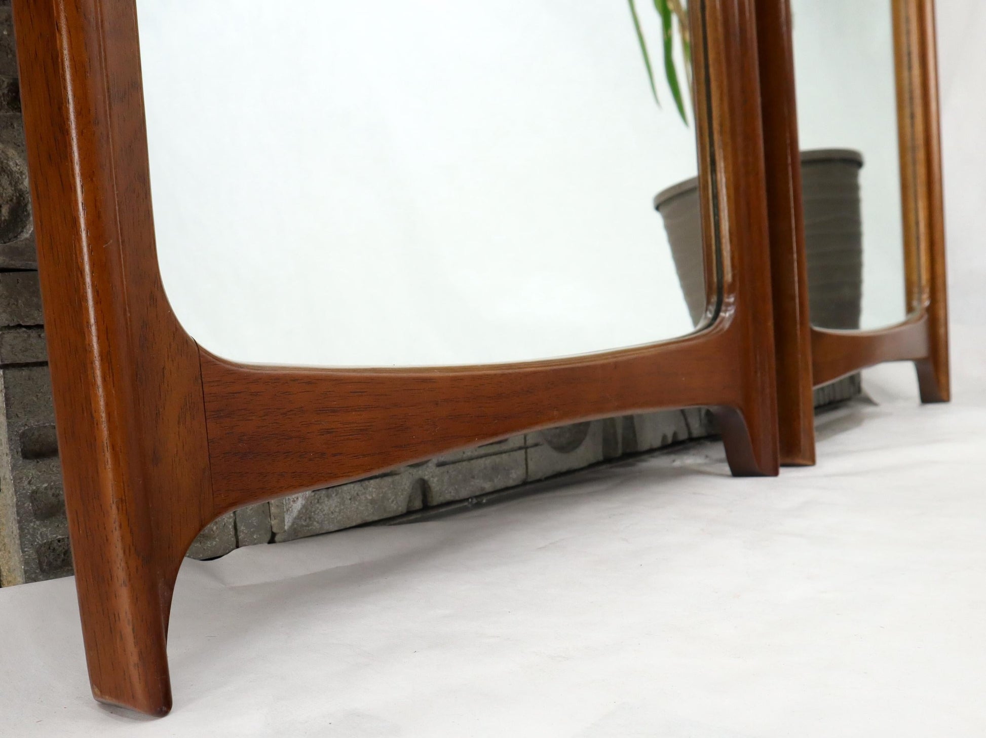 EstablishedLines Pair of Large Mid-Century Modern Walnut Mirrors