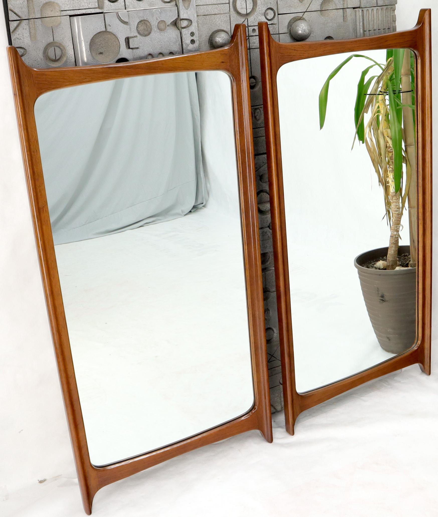 EstablishedLines Pair of Large Mid-Century Modern Walnut Mirrors