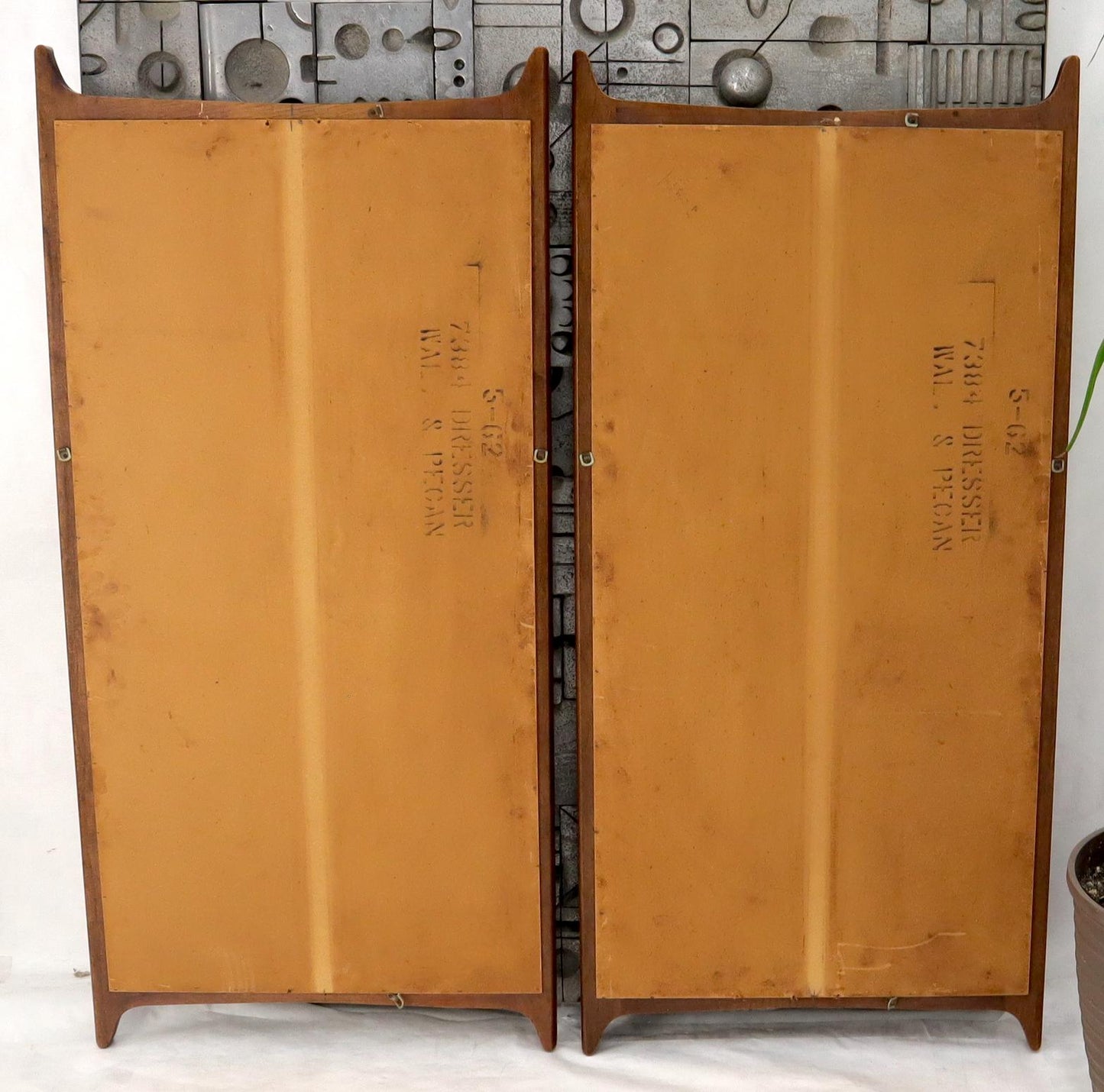 EstablishedLines Pair of Large Mid-Century Modern Walnut Mirrors