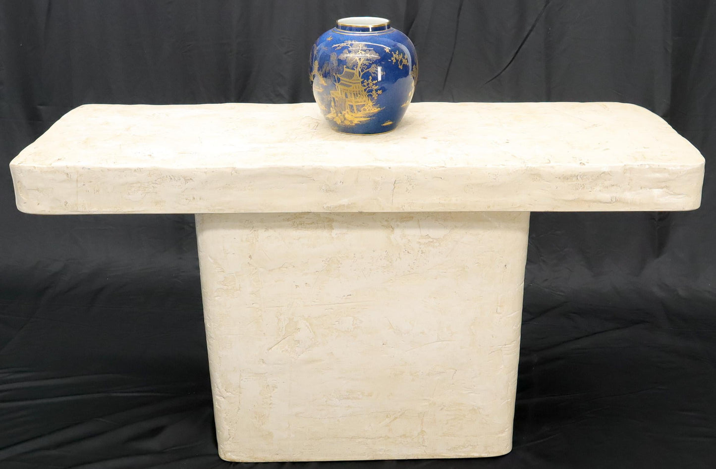 EstablishedLines Mid-Century Modern One Pedestal Composite Art Console Sofa Table