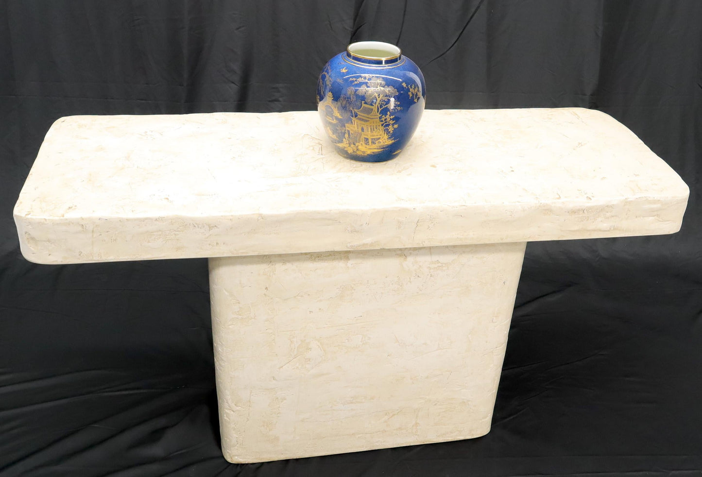 EstablishedLines Mid-Century Modern One Pedestal Composite Art Console Sofa Table