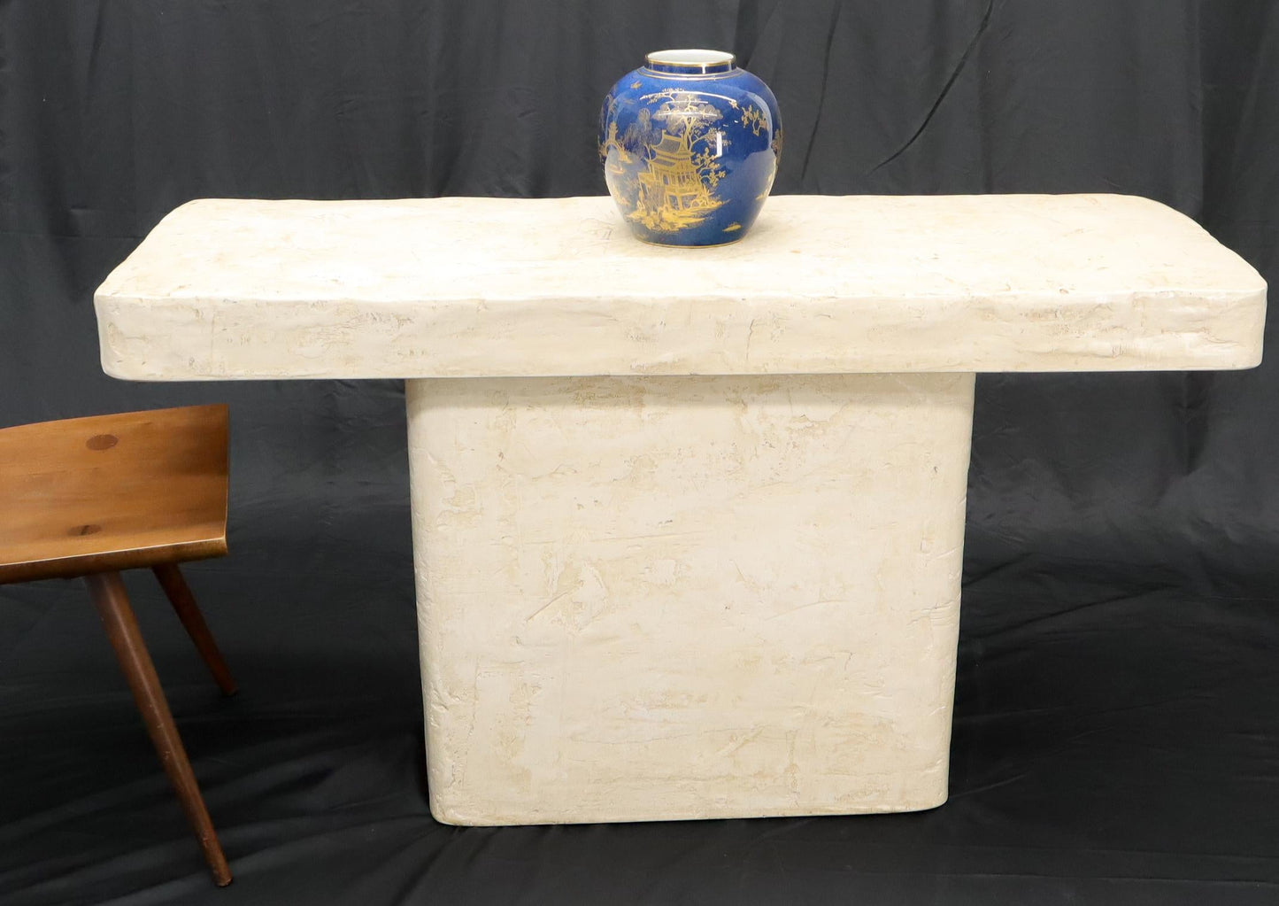 EstablishedLines Mid-Century Modern One Pedestal Composite Art Console Sofa Table