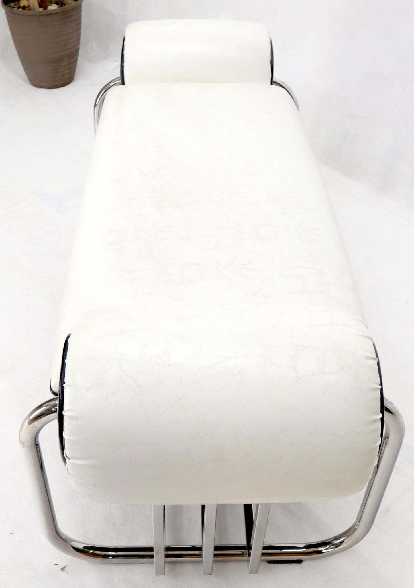 EstablishedLines Bauhaus Chrome Bent Tube Black and White Upholstery Bench