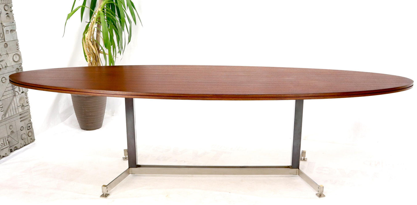 EstablishedLines Extra Long Oval Dark Walnut Dining Conference Table on Stainless Chrome Base