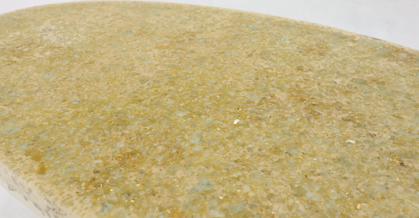 EstablishedLines Abalone Shell Cast in Resin Oval Top Coffee Table on X-Shape Base