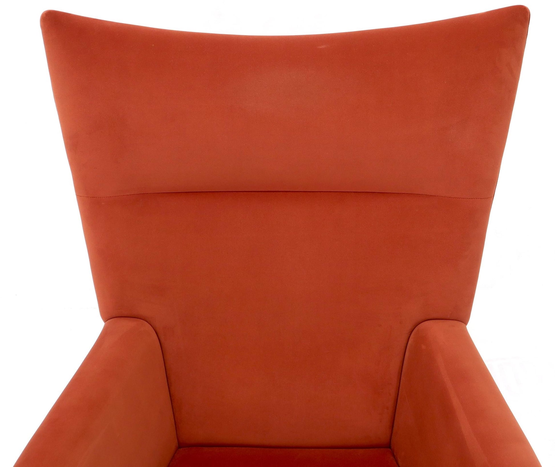 EstablishedLines Pair of Hans Wegner for Carl Hansen Wing Chair in Orange Velvet like Fabric OX