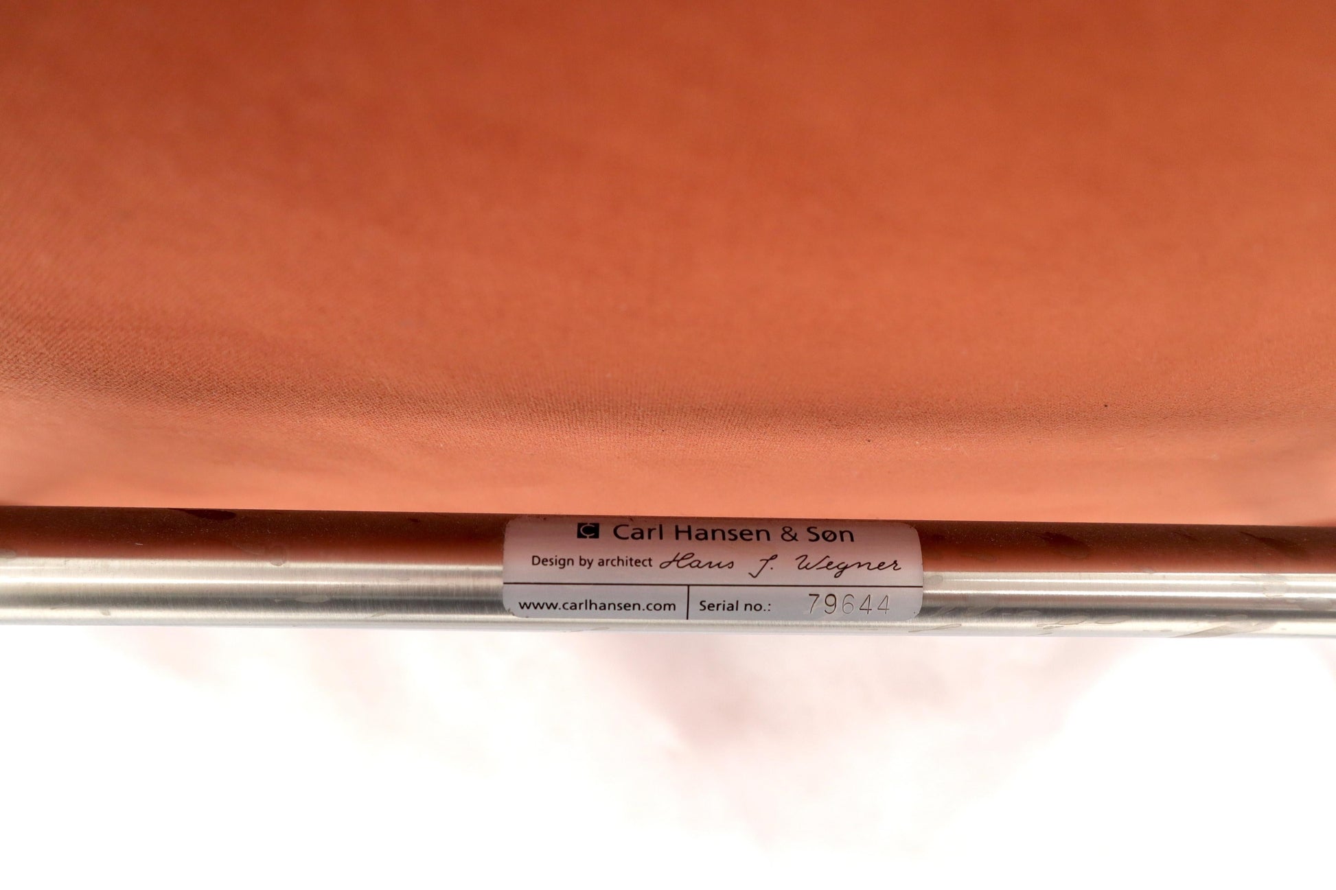 EstablishedLines Pair of Hans Wegner for Carl Hansen Wing Chair in Orange Velvet like Fabric OX