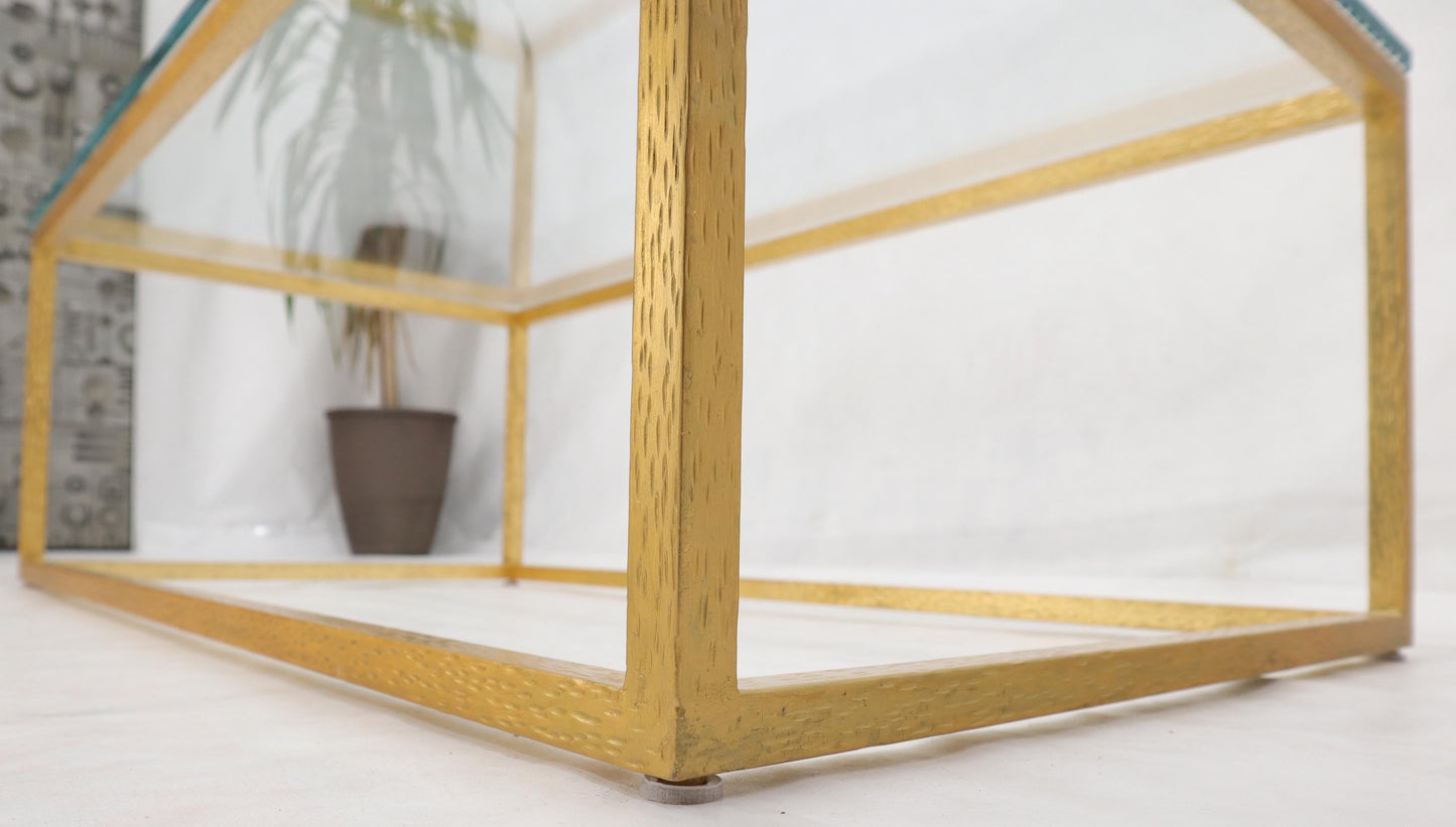 EstablishedLines Gold Gilt Rectangle Frame Thick Glass Top Coffee Table