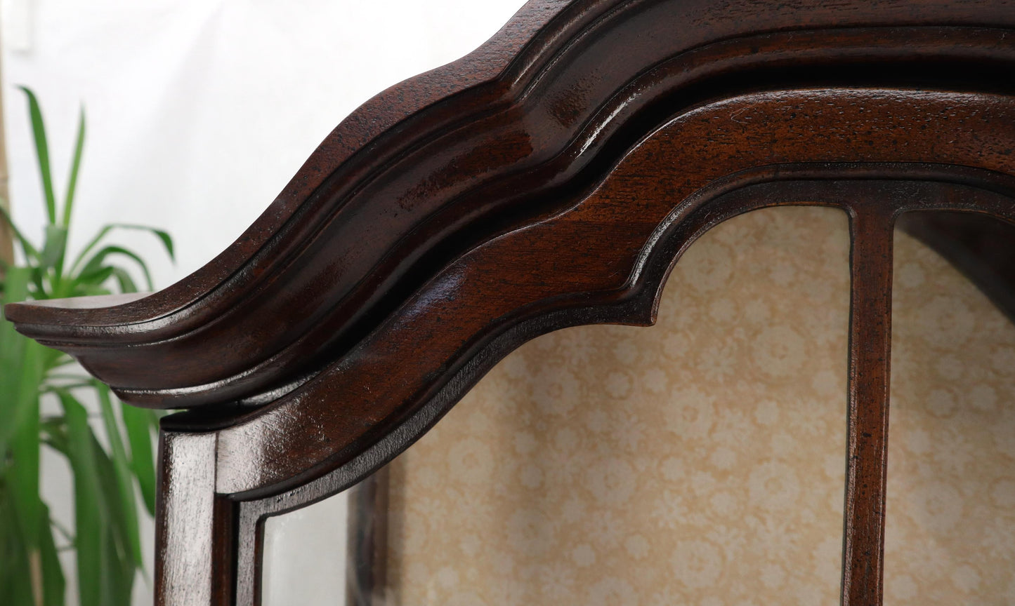 EstablishedLines Dome Shape Top Glass Shelves Two Drawer Compartment Curio Display Cabinet