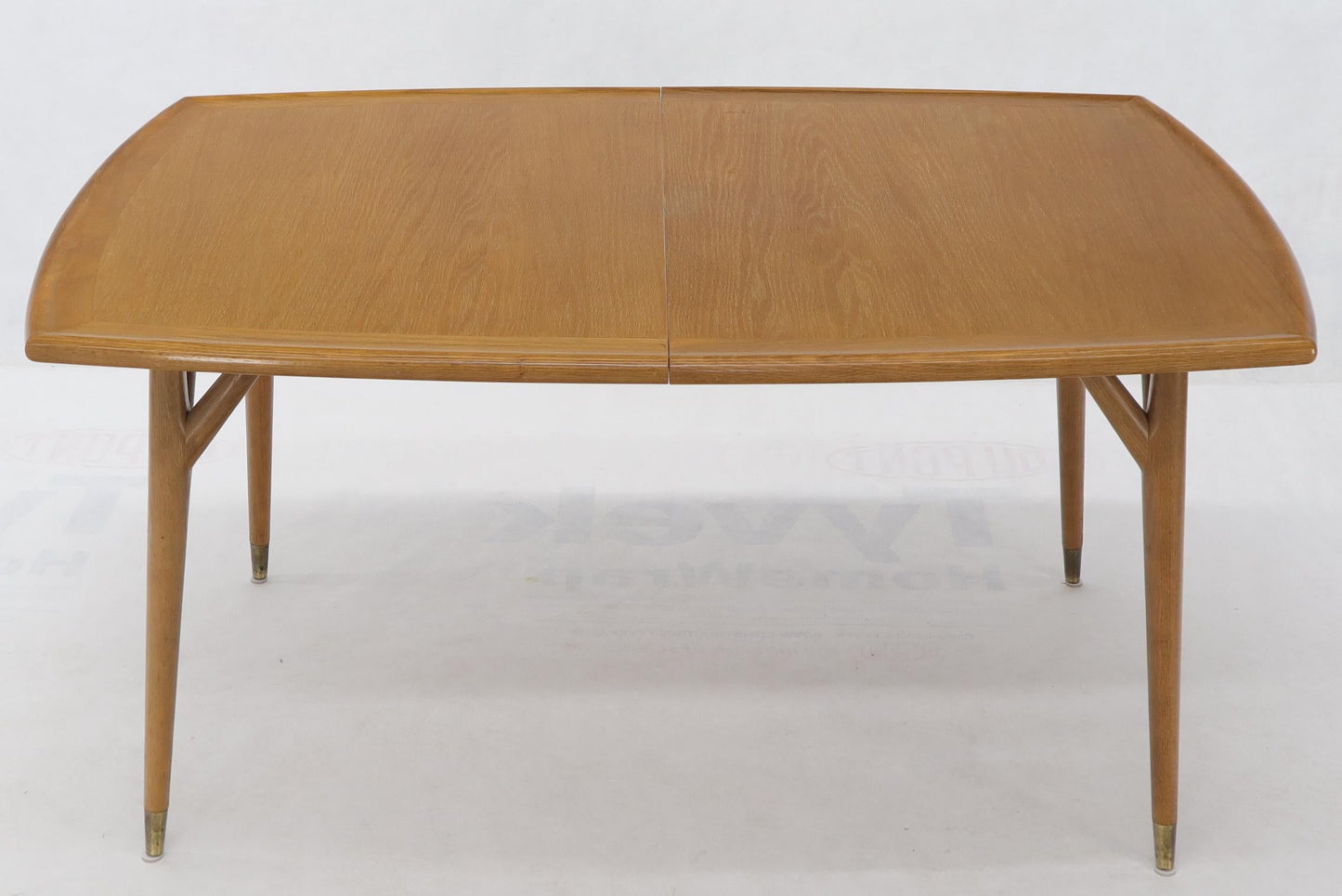 EstablishedLines Seven Piece Cerused Oak Dining Room, attributed Paul Laszlo, 2 Extension Boards