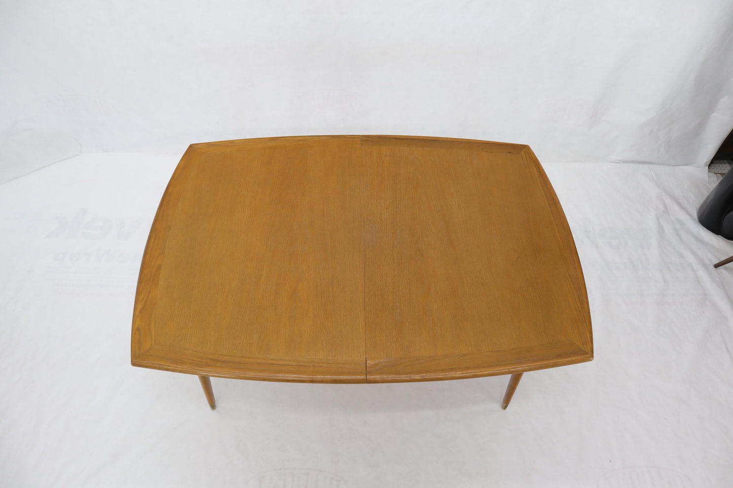 EstablishedLines Seven Piece Cerused Oak Dining Room, attributed Paul Laszlo, 2 Extension Boards