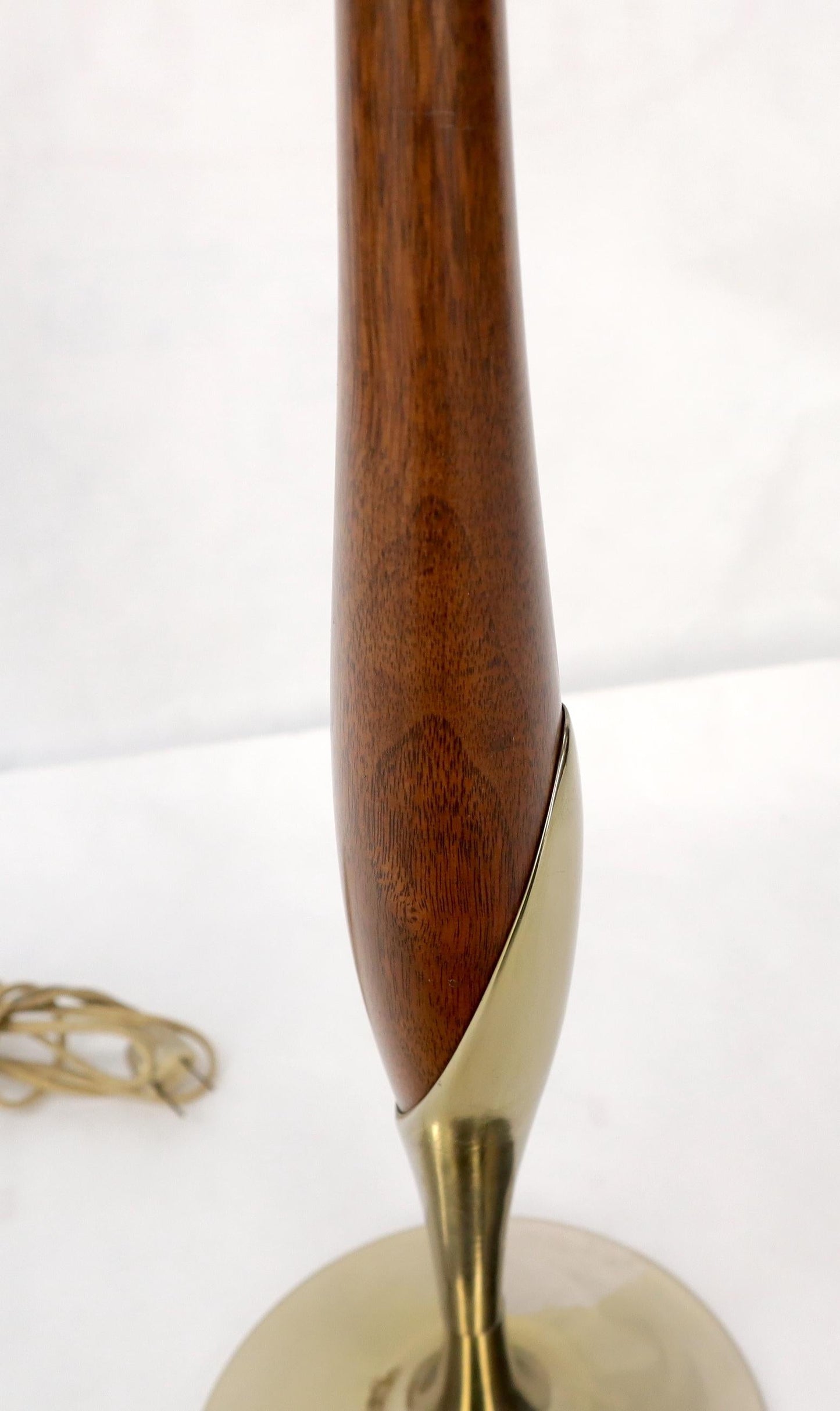 EstablishedLines Tulip Base Walnut and Chrome Mid-Century Modern Table Lamp