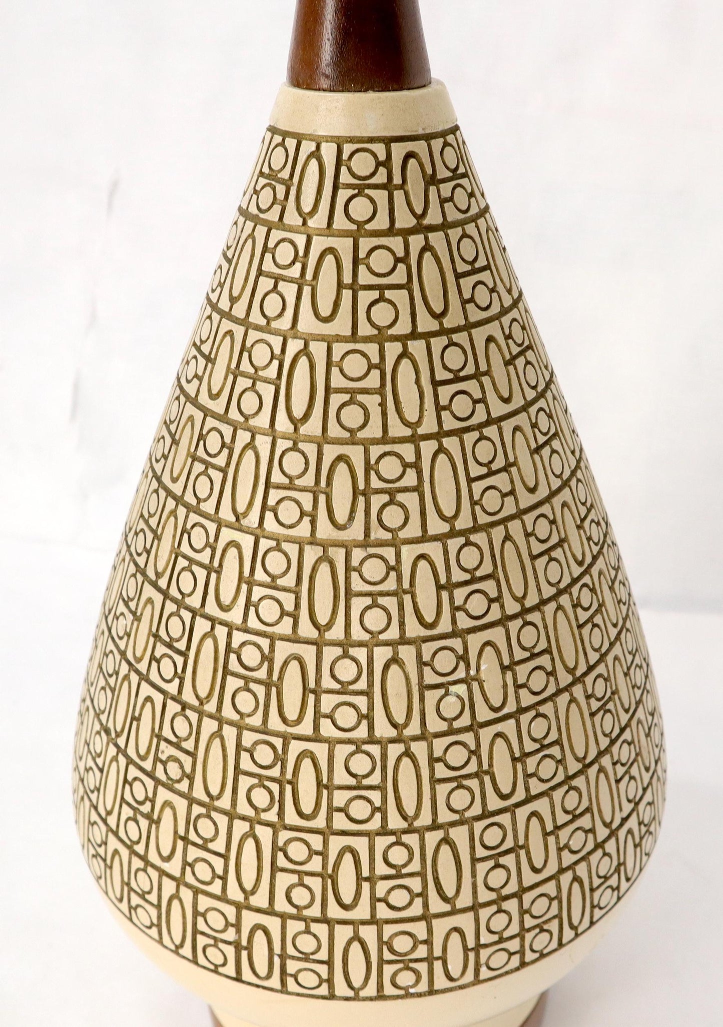 EstablishedLines Pottery and Walnut Onion Shape Base Table Lamp, c. 1960's