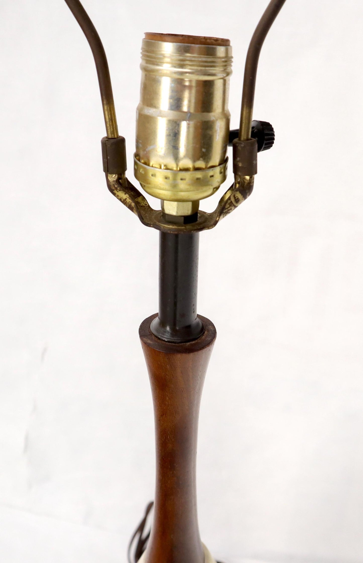 EstablishedLines Pottery and Walnut Onion Shape Base Table Lamp, c. 1960's