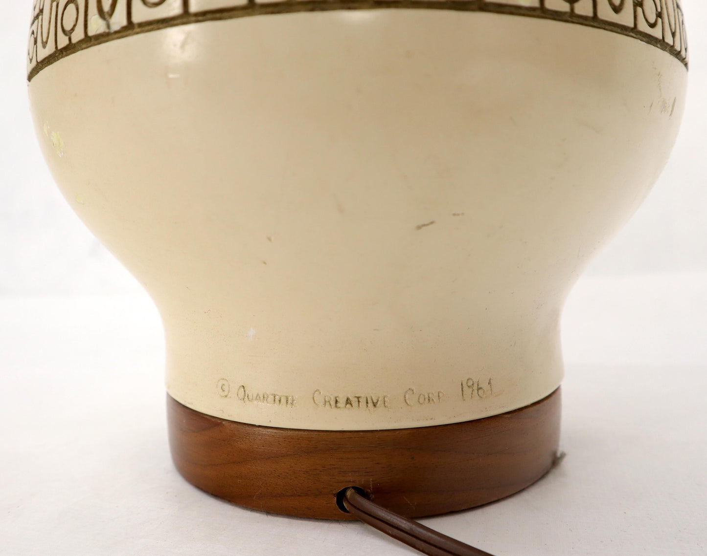 EstablishedLines Pottery and Walnut Onion Shape Base Table Lamp, c. 1960's