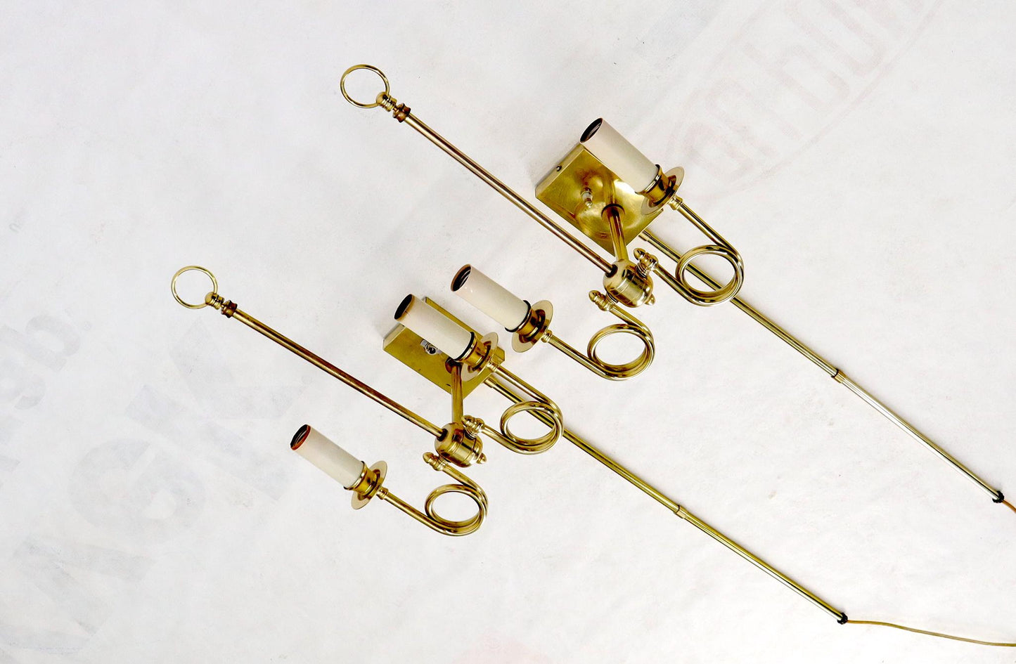 EstablishedLines Pair of Twisted Brass Tube Trumpet Shape Sconces
