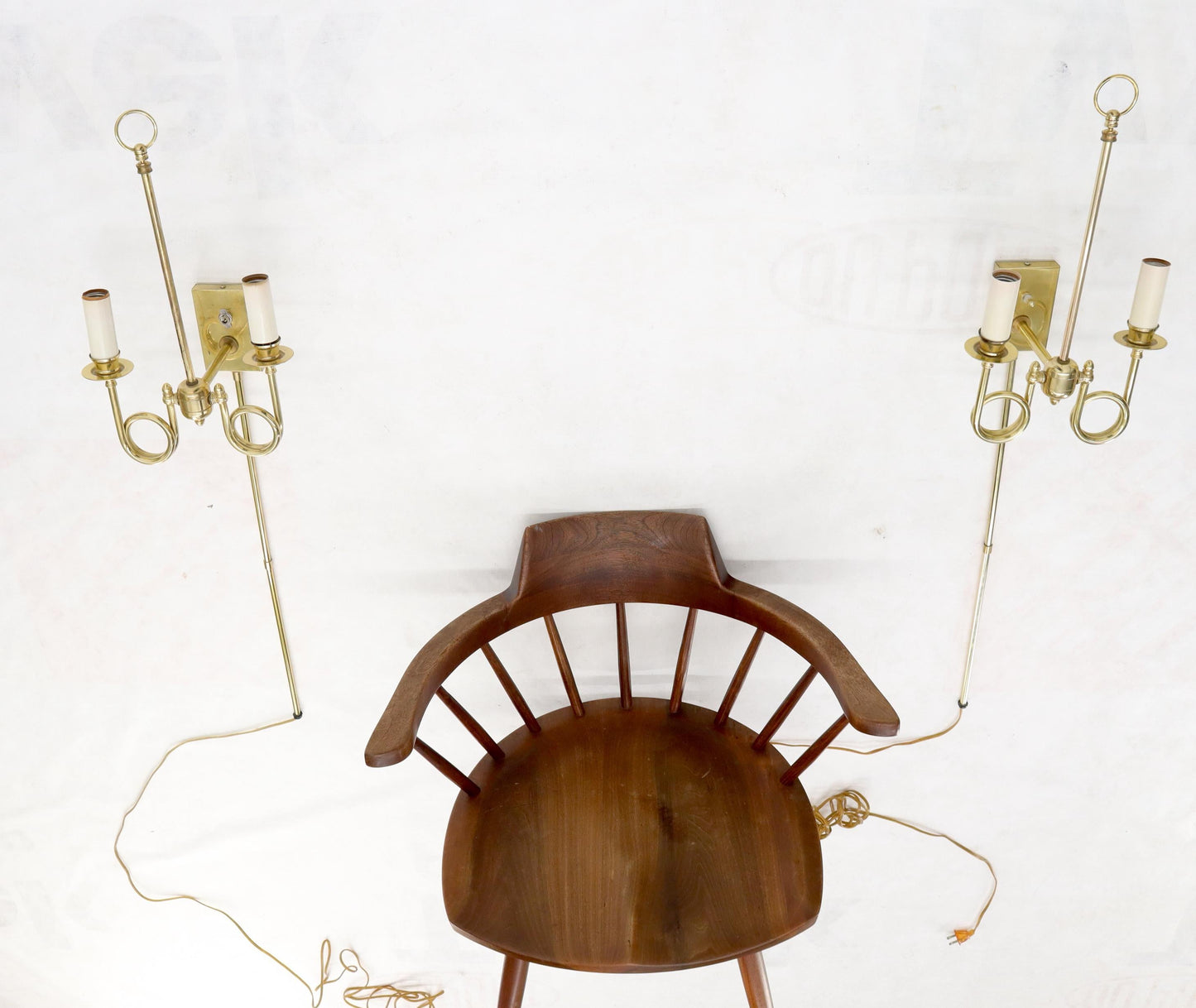EstablishedLines Pair of Twisted Brass Tube Trumpet Shape Sconces