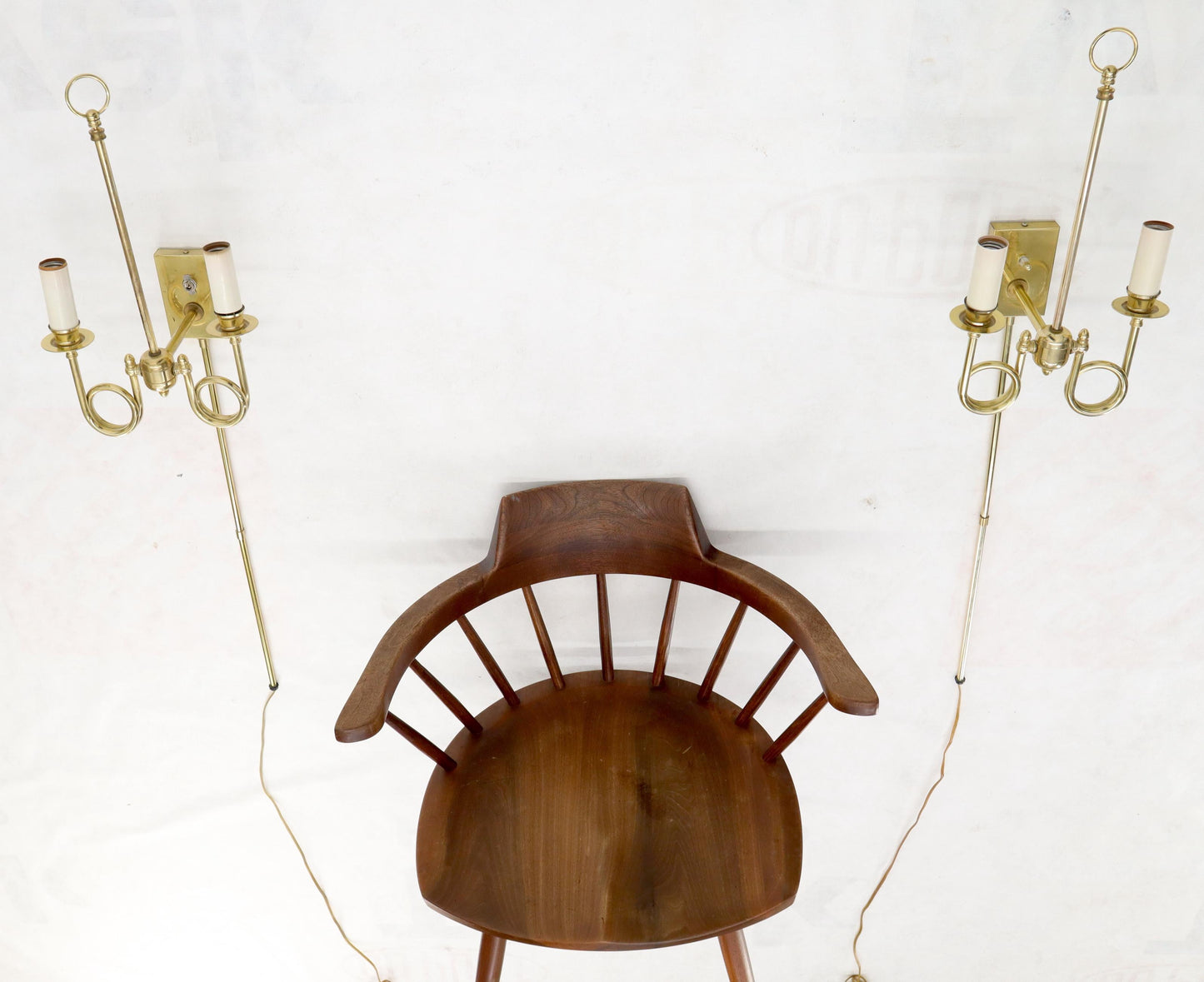 EstablishedLines Pair of Twisted Brass Tube Trumpet Shape Sconces