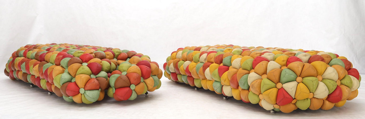 EstablishedLines Pair of Ayala Serfaty Aqua Creations Tufted Leather Daybeds Benches Cots Organic