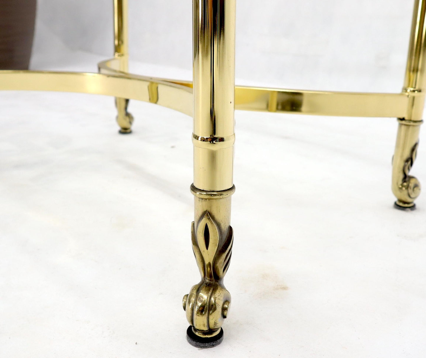 EstablishedLines Brass Base Glass Top Rounded Rectangle Coffee Table