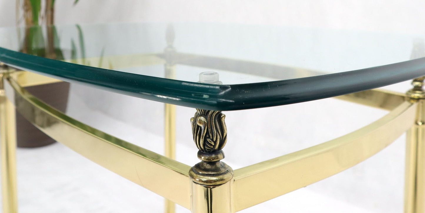 EstablishedLines Brass Base Glass Top Rounded Rectangle Coffee Table