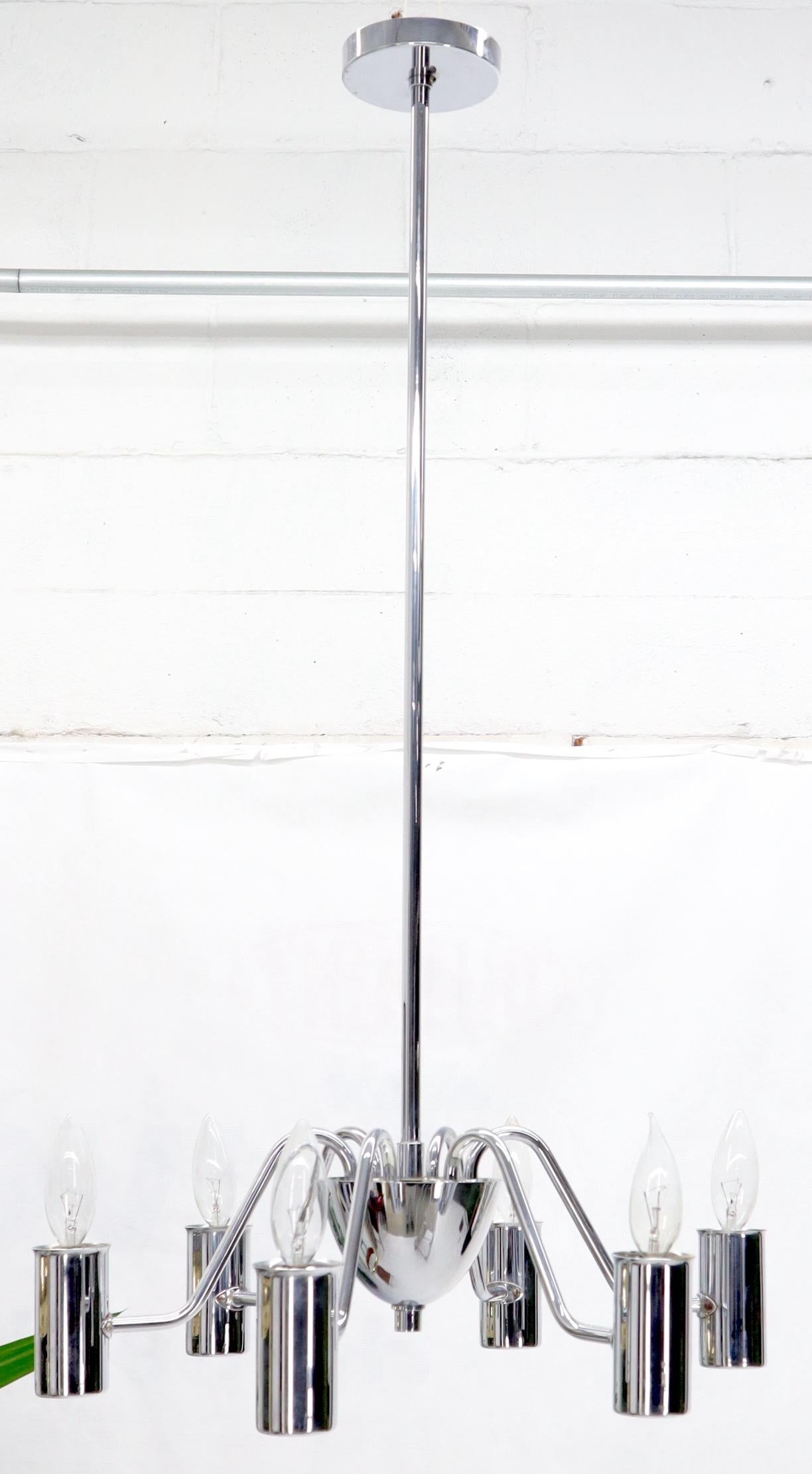 EstablishedLines Mid-Century Modern Swedish Chrome-Plated Light Fixture Chandelier