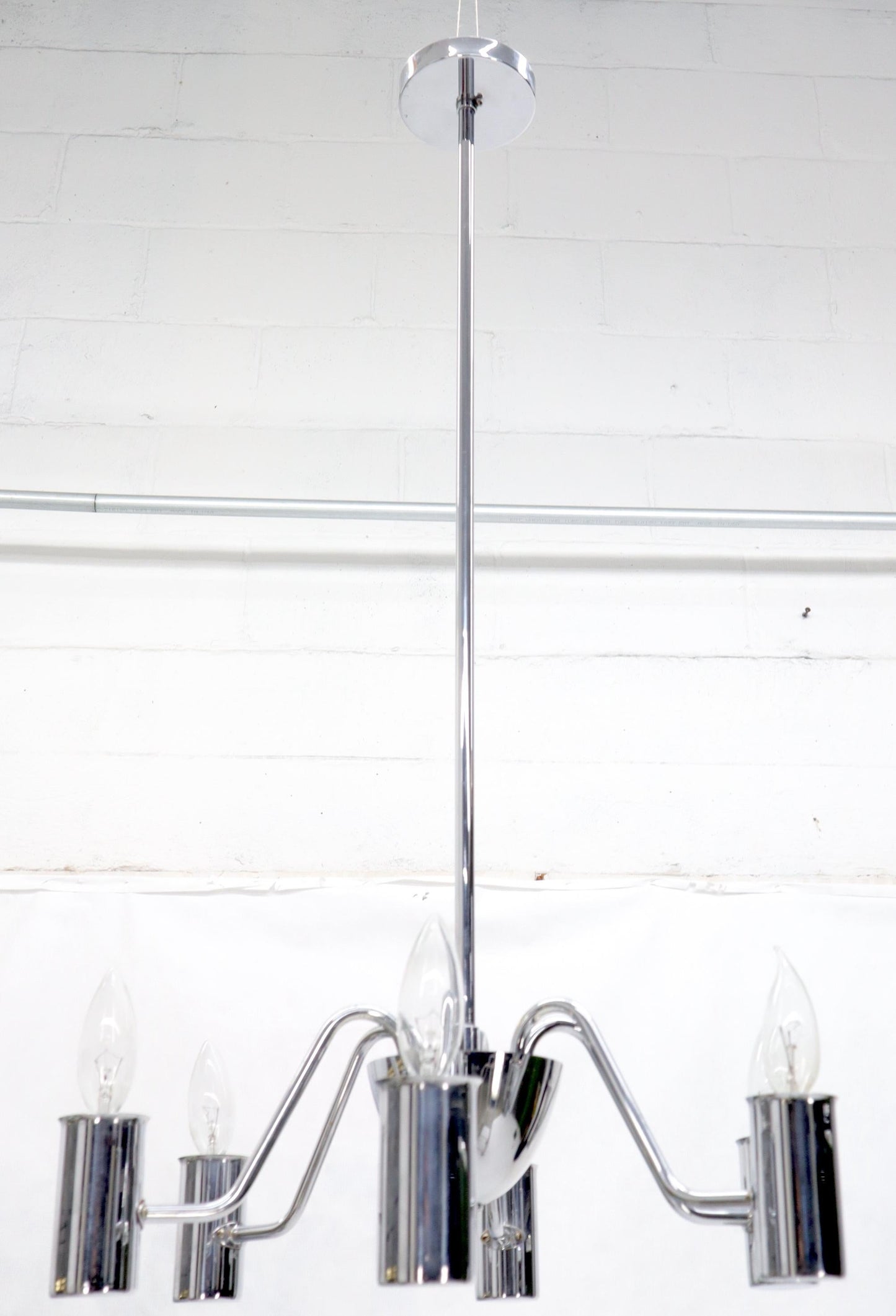 EstablishedLines Mid-Century Modern Swedish Chrome-Plated Light Fixture Chandelier