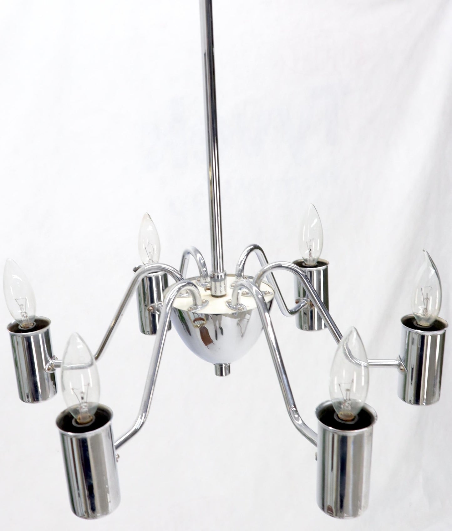 EstablishedLines Mid-Century Modern Swedish Chrome-Plated Light Fixture Chandelier