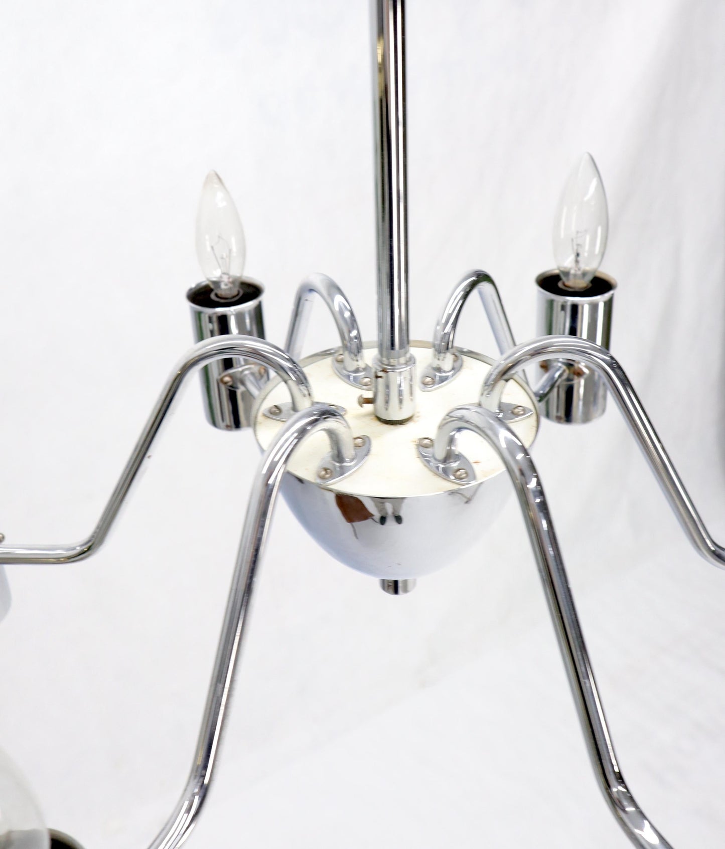 EstablishedLines Mid-Century Modern Swedish Chrome-Plated Light Fixture Chandelier
