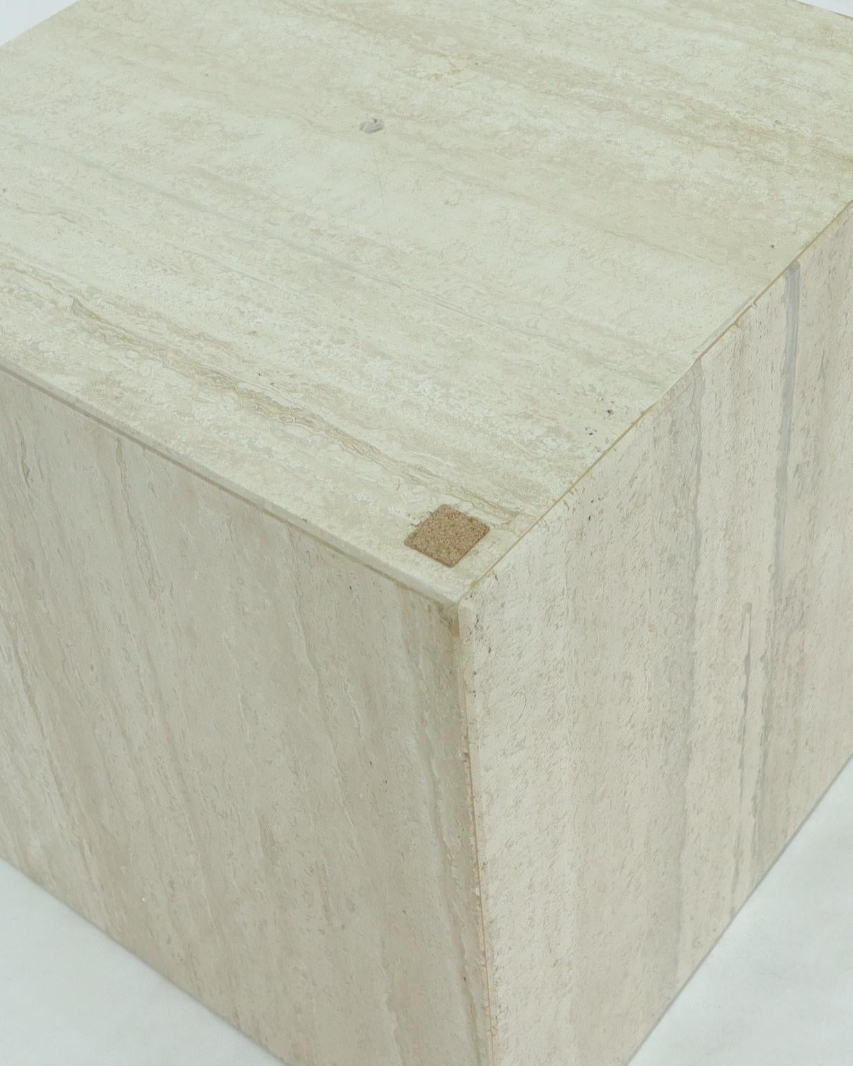 EstablishedLines Large Square Travertine Base Glass Top Coffee Table