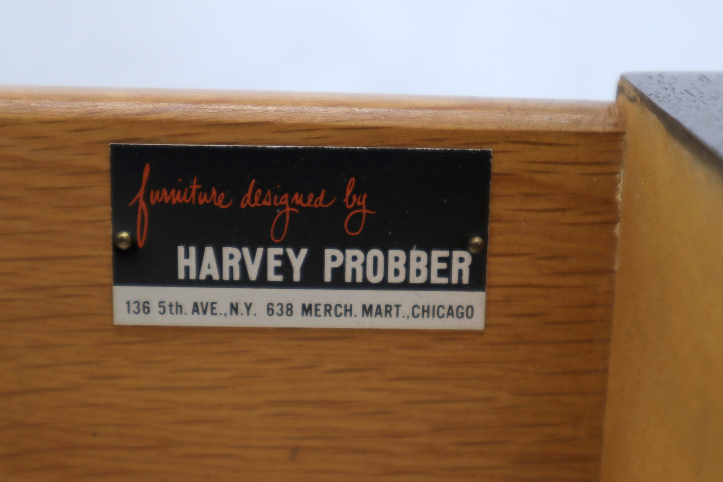 EstablishedLines Pair of Mid-Century Modern Brass Pulls Four-Drawer Nightstands Harvey Probber