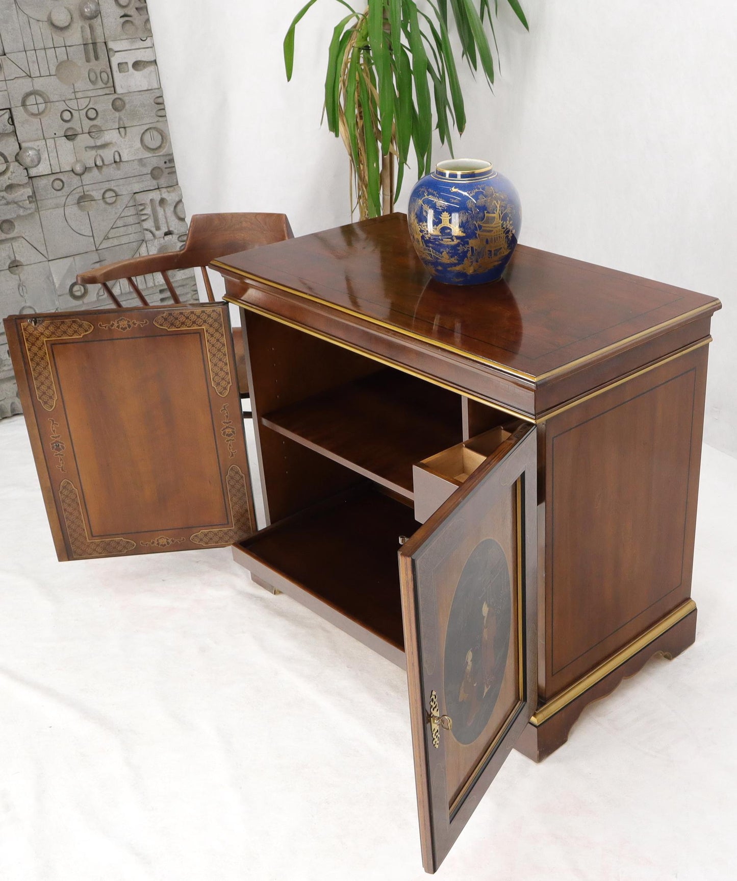 EstablishedLines Painted Chinoiserie Two Doors Server Cabinet by Drexel