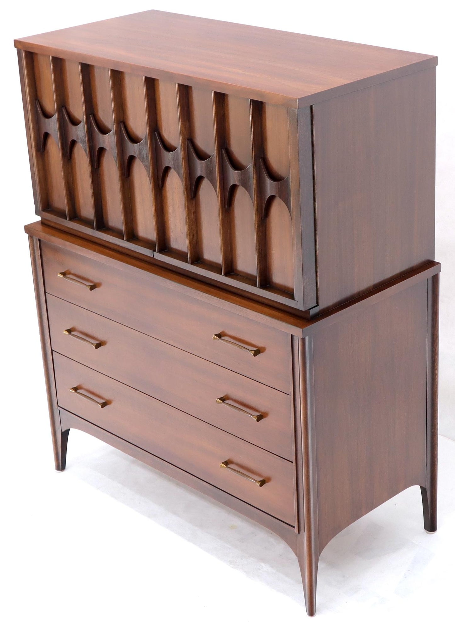 EstablishedLines Sculptured Rosewood Front Door Pulls Mid-Century Modern Walnut High Chest