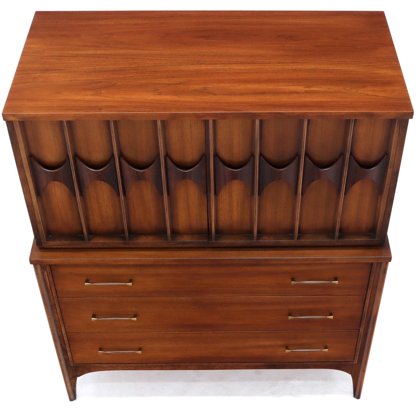 EstablishedLines Sculptured Rosewood Front Door Pulls Mid-Century Modern Walnut High Chest