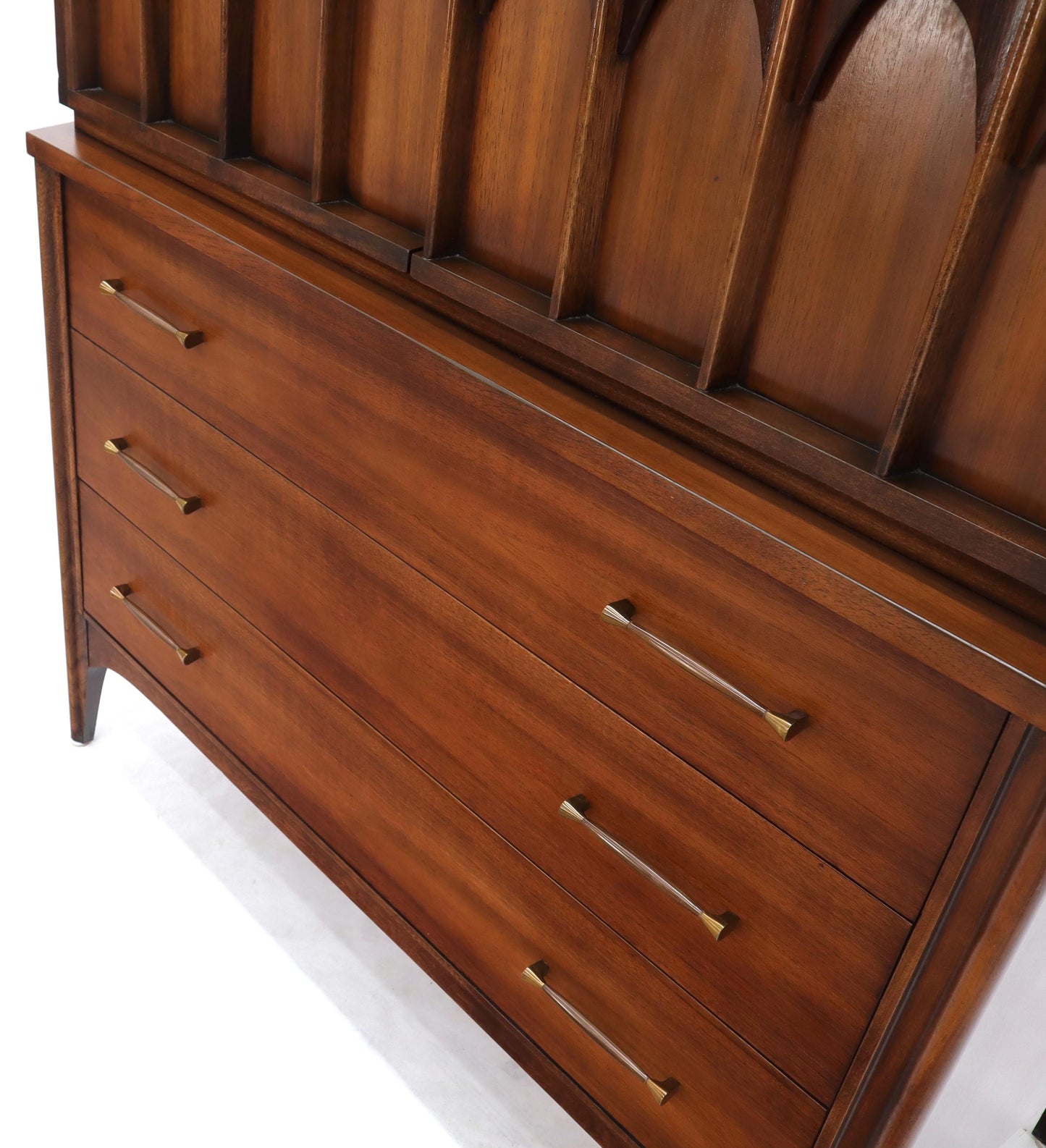 EstablishedLines Sculptured Rosewood Front Door Pulls Mid-Century Modern Walnut High Chest