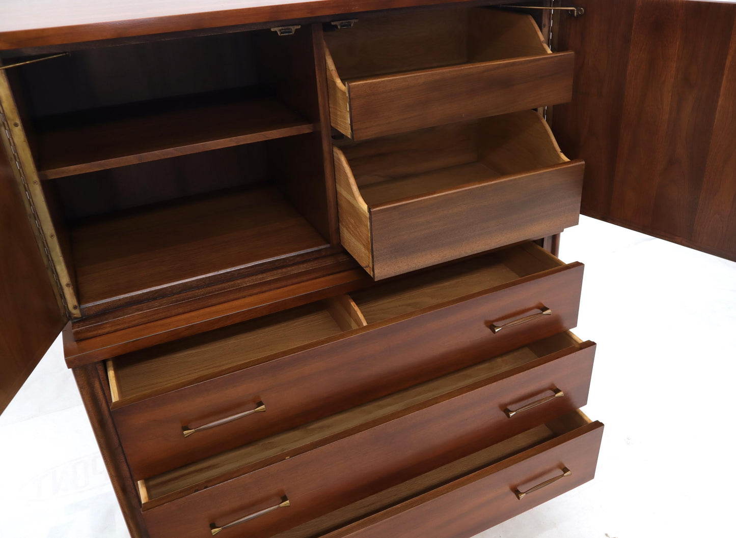 EstablishedLines Sculptured Rosewood Front Door Pulls Mid-Century Modern Walnut High Chest