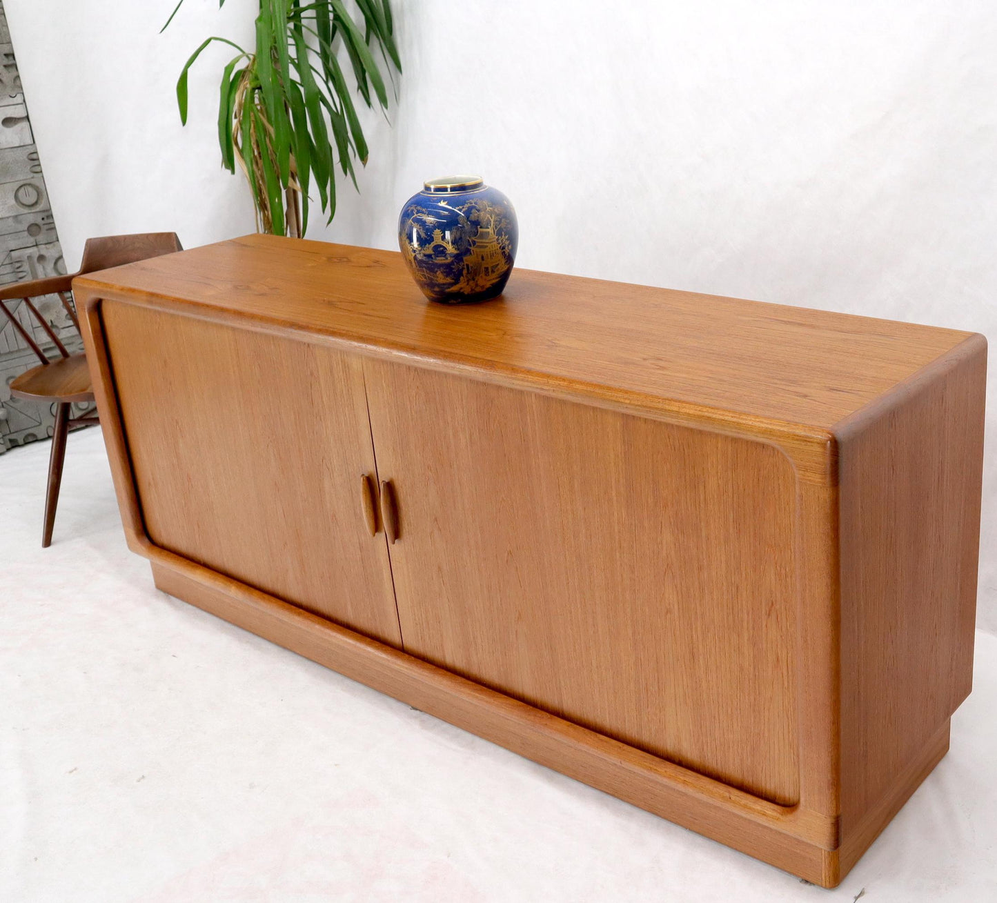 EstablishedLines Danish Mid-Century Modern Teak Tambour Doors Long Dresser Credenza by Dyrlund