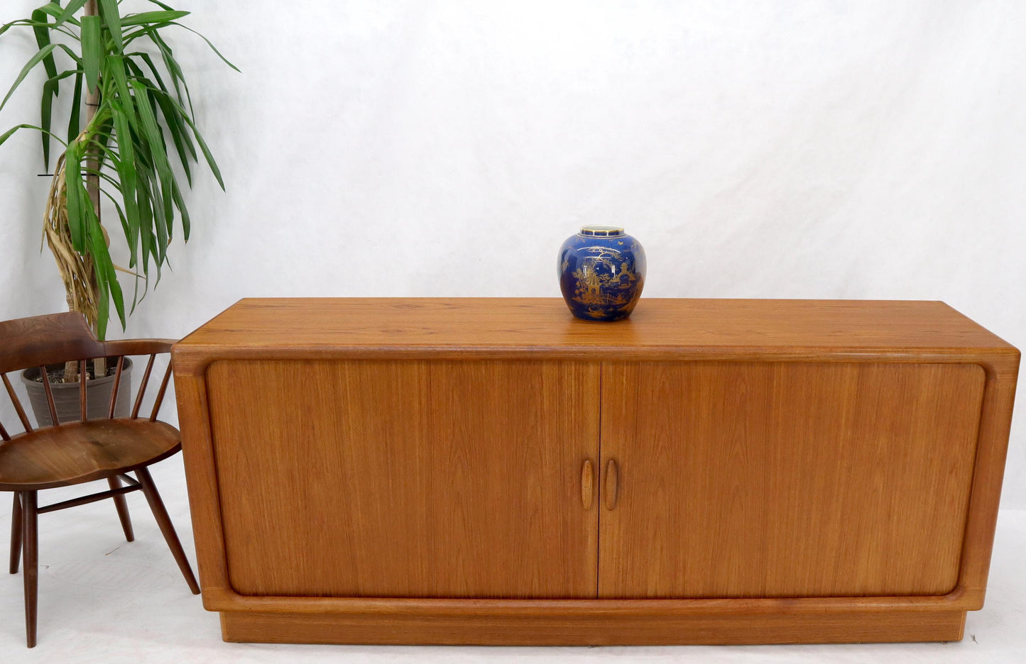 EstablishedLines Danish Mid-Century Modern Teak Tambour Doors Long Dresser Credenza by Dyrlund