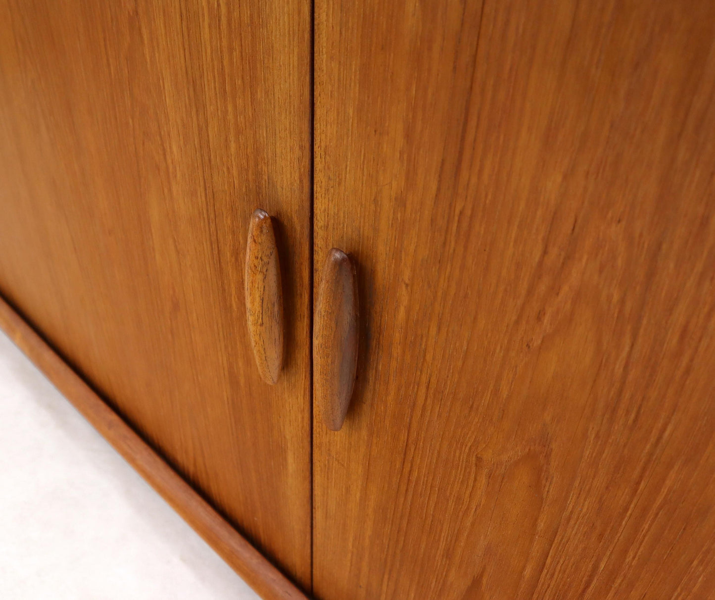 EstablishedLines Danish Mid-Century Modern Teak Tambour Doors Long Dresser Credenza by Dyrlund